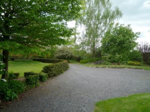 The parking area in front of the holiday cottage at the end of the drive in Wiltshire